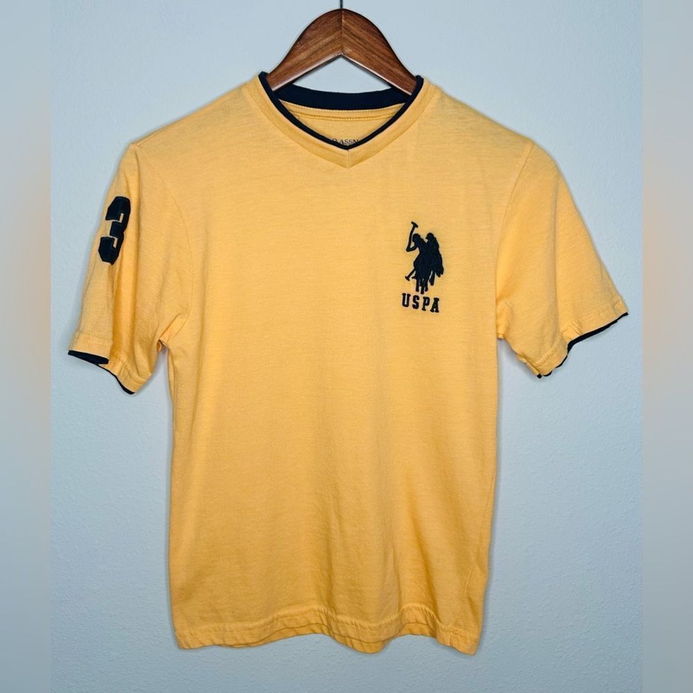 US Polo Assn Boys Pony V-neck Short Sleeve Tshirt Orange Medium (10-12)